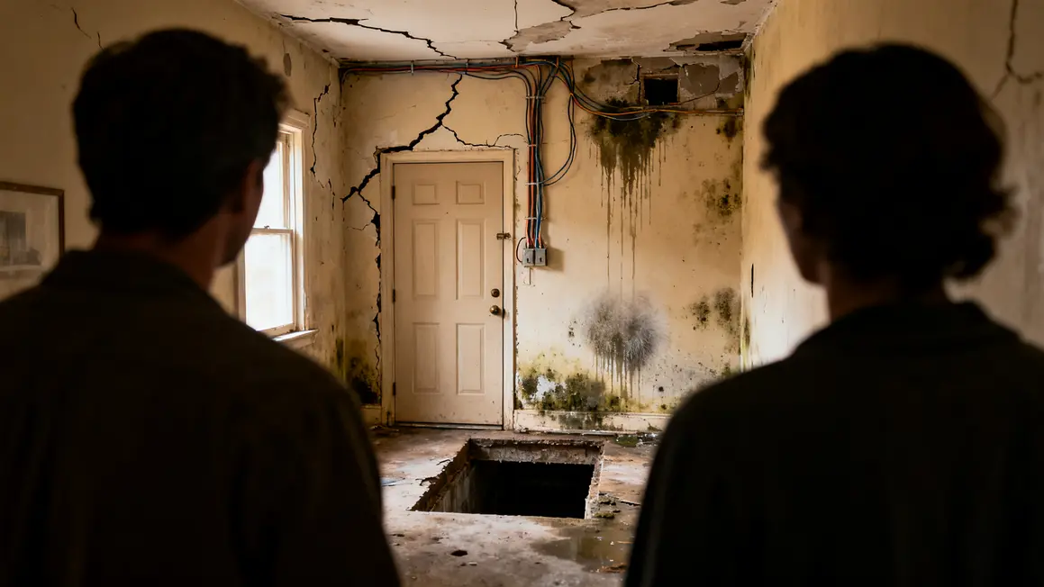 Appartement endommagé, murs fissurés, humidité, habitat indigne