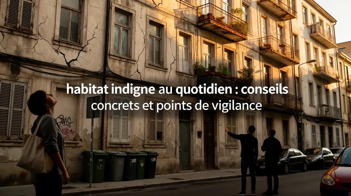 Façade immeuble abîmée avec signes habitat indigne