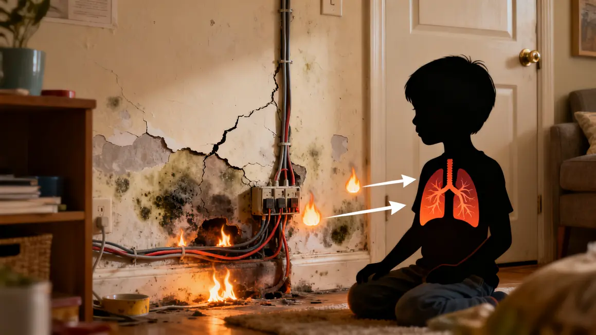 Dangers habitat indigne appartement moisissures enfant