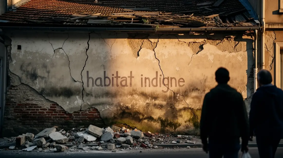 Photo facade immeuble insalubre fissures humidite habitat indigne