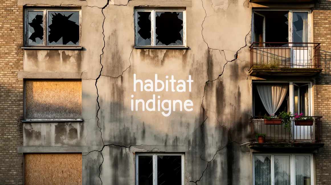 façade d'immeuble habitat indigne murs fissurés humidité