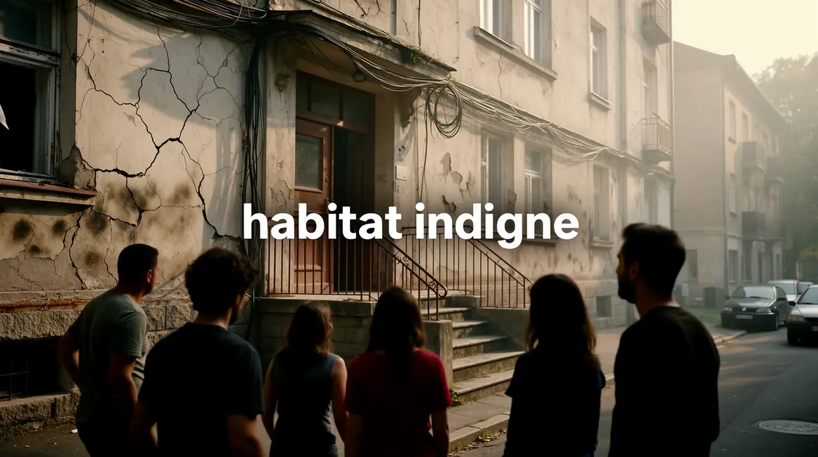 Habitat indigne immeuble fissures humidité cables apparents silhouettes inquiétées