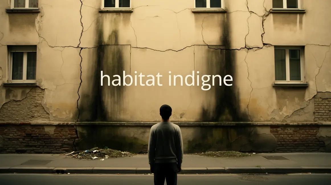 Immeuble dégradé avec fissures, humidité, habitat indigne