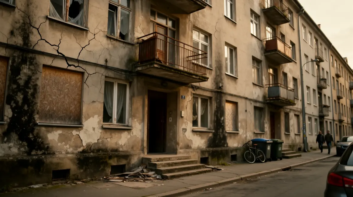 Immeuble habitat indigne murs fissurés ville