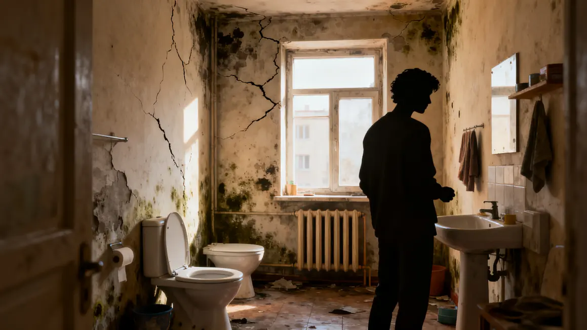 Intérieur appartement habitat indigne avec moisissures