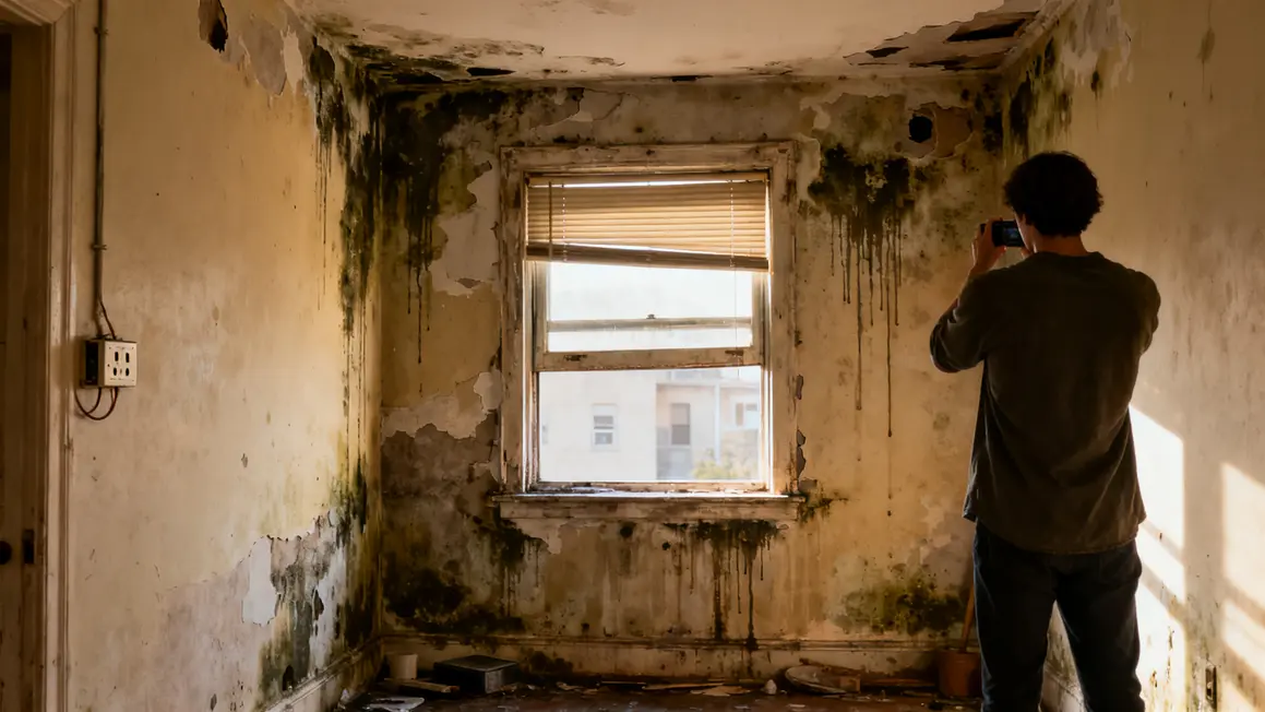 Murs moisissure et dégradation logement indigne