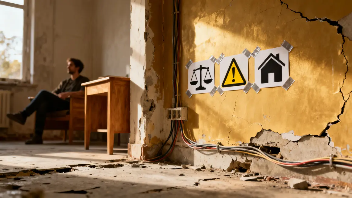 salle habitat indigne murs fissurés fils électriques loi
