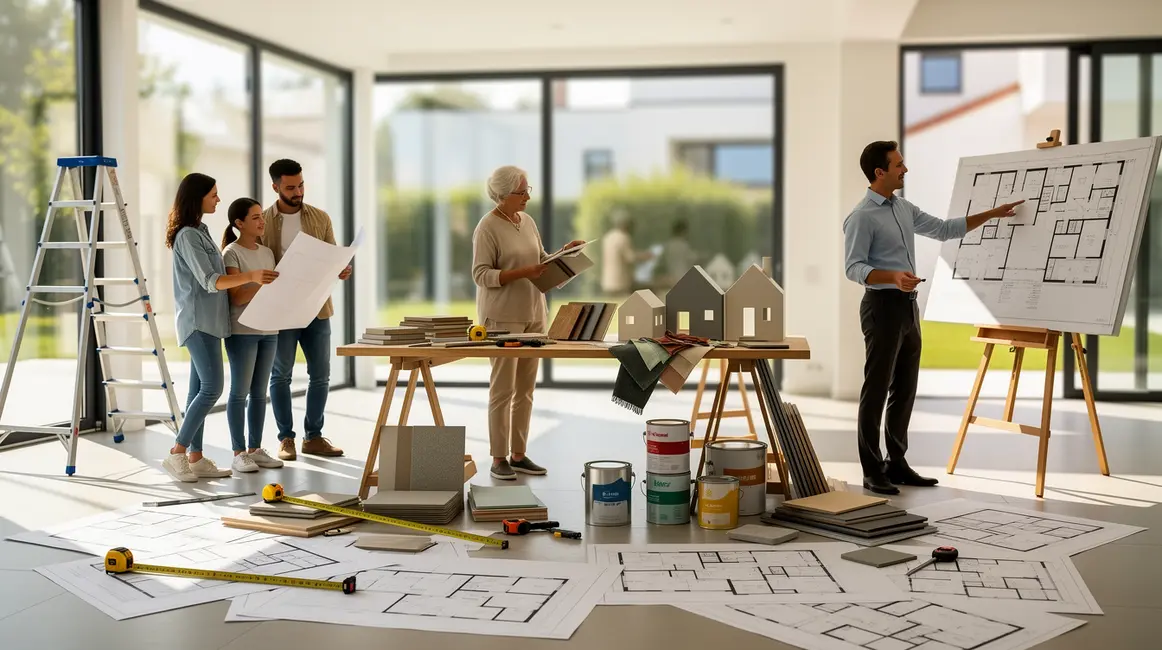 Projet habitation achat construction renovation sécurisé silhouettes famille senior professionnel