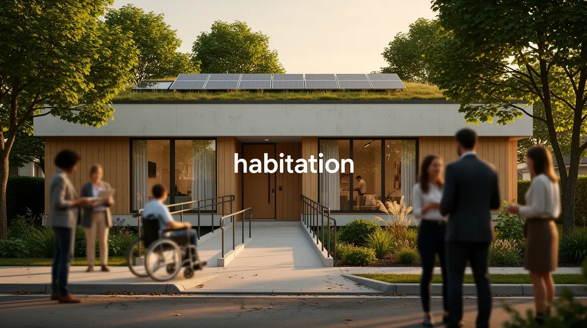 Maison moderne eco responsable avec panneaux solaires et acces PMR