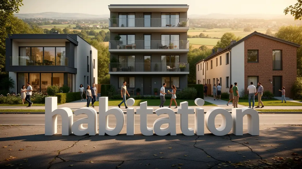 Habitation avec maison, appartement collectif et maison mitoyenne