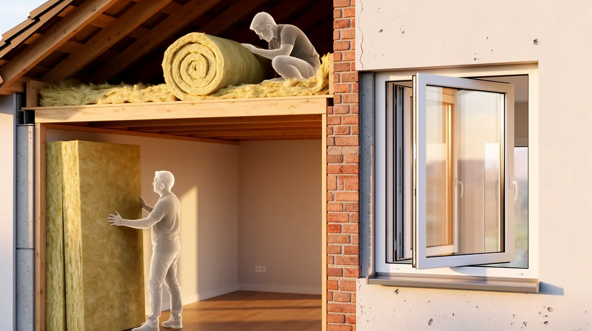 illustration isolation du logement maison panneaux isolants double vitrage