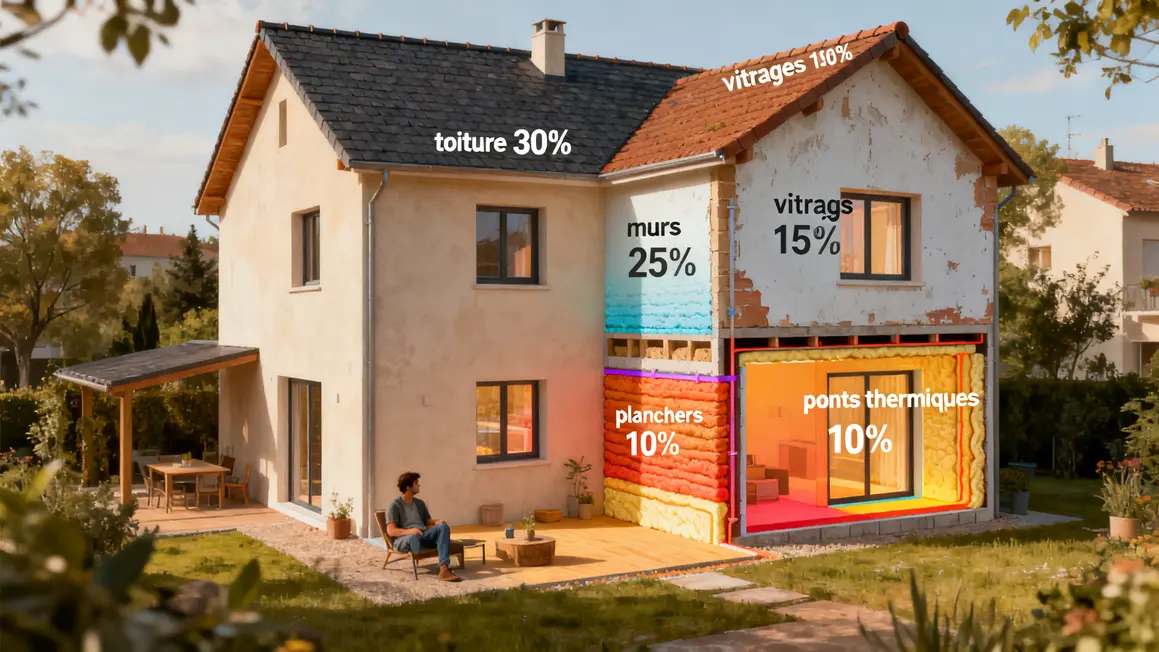 schema pertes thermiques maison isolation du logement