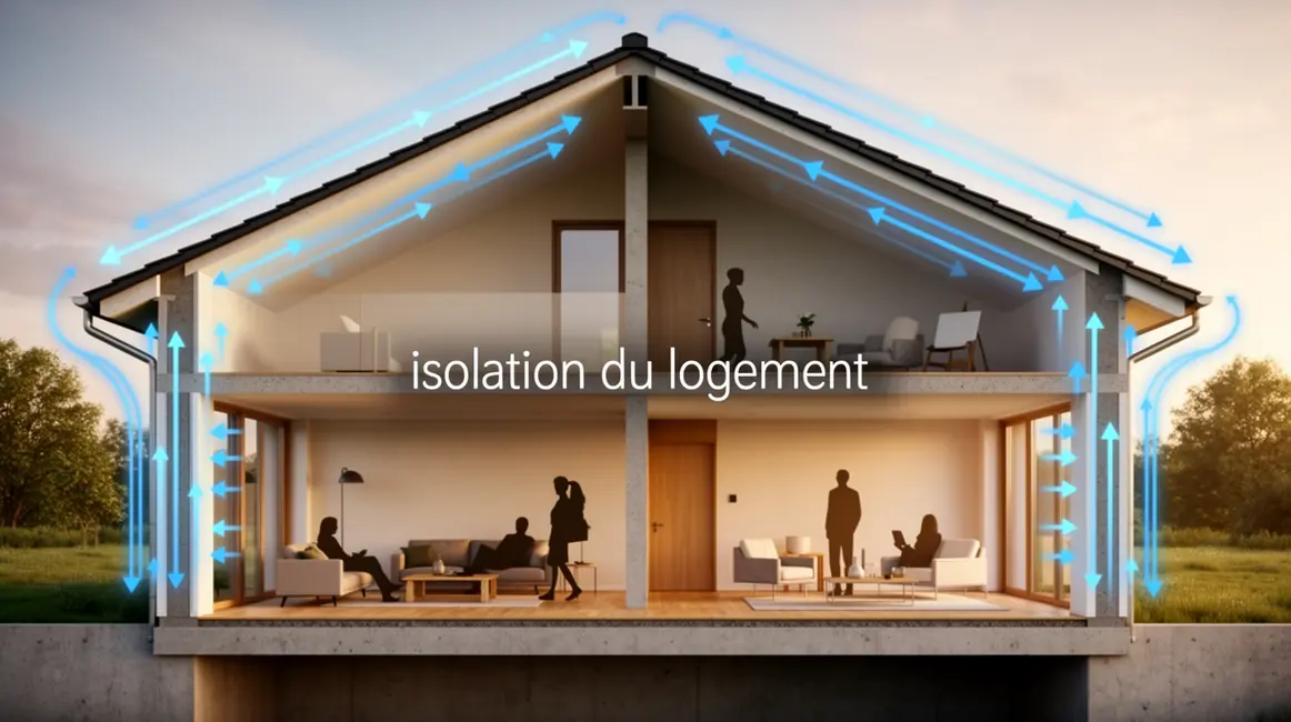illustration coupe maison moderne isolation du logement