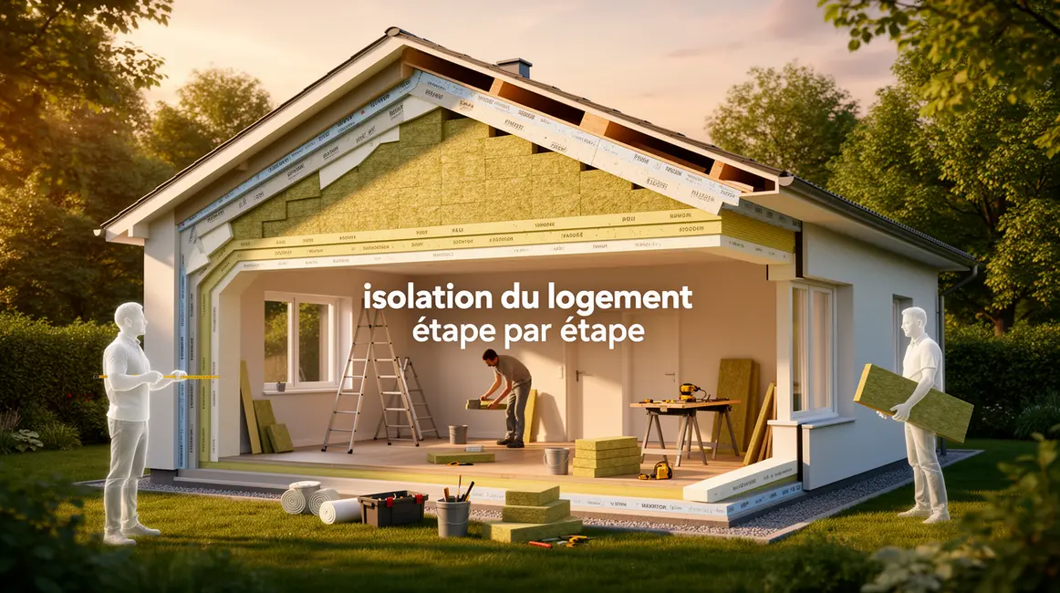 Schéma isolation logement étapes toiture murs sols fenêtres