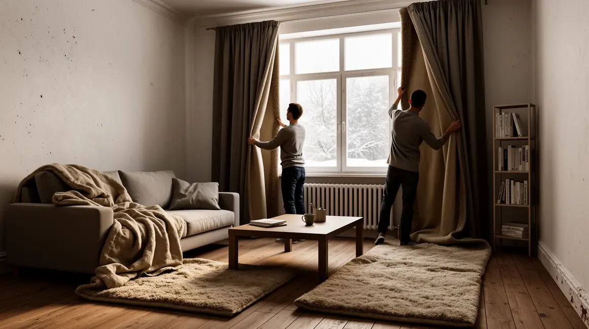 Isolation du logement installation tapis rideaux hiver