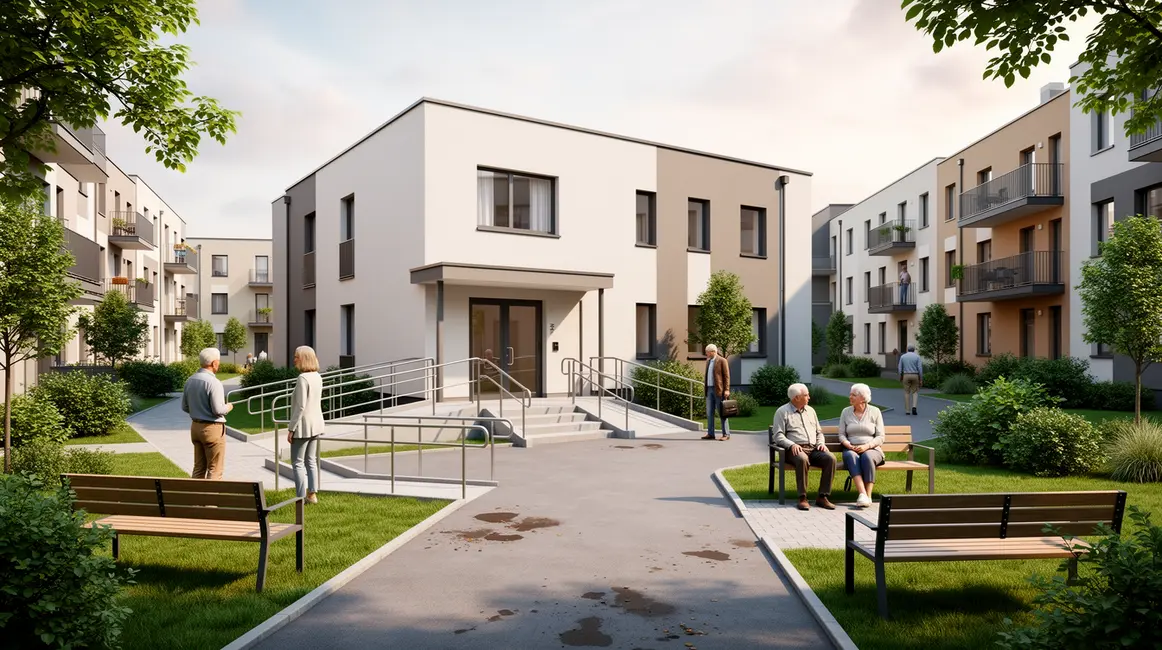 Maison et appartements accessibles pour seniors, cadre vert, logement senior