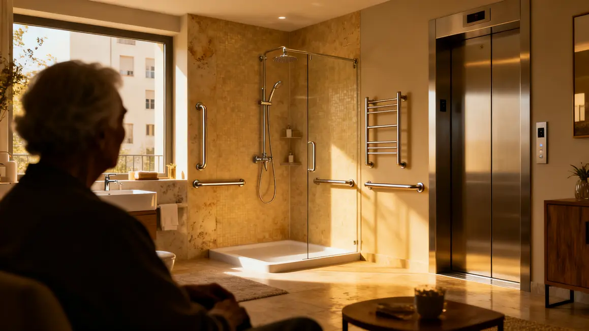 appartement sécurisé logement senior barres appui douche italienne ascenseur