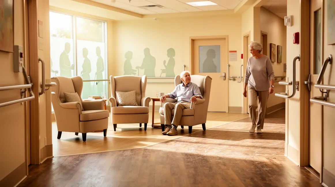interieur lumineux logement senior fauteuils barres appui passages larges