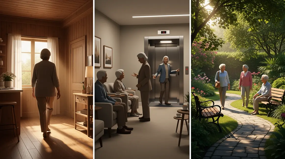 Silhouettes seniors différents logements logement senior