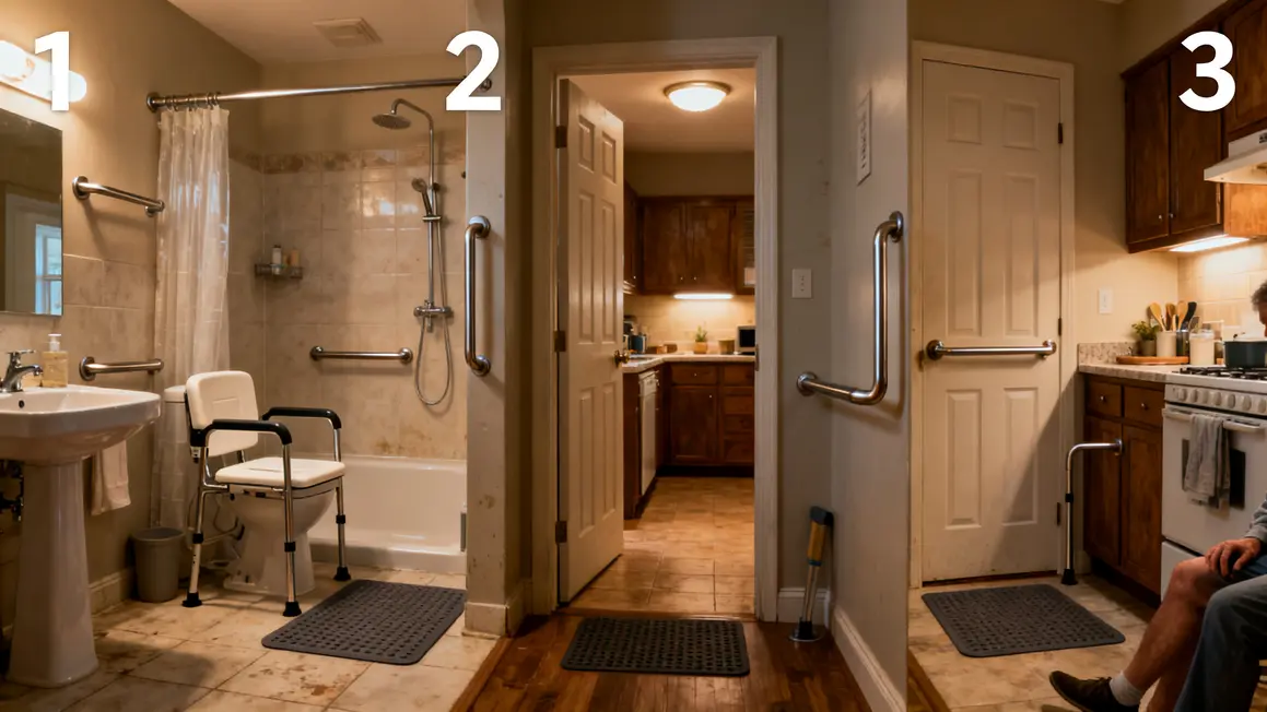 salle de bain cuisine entree avec barres d'appui adaptation domicile 2026