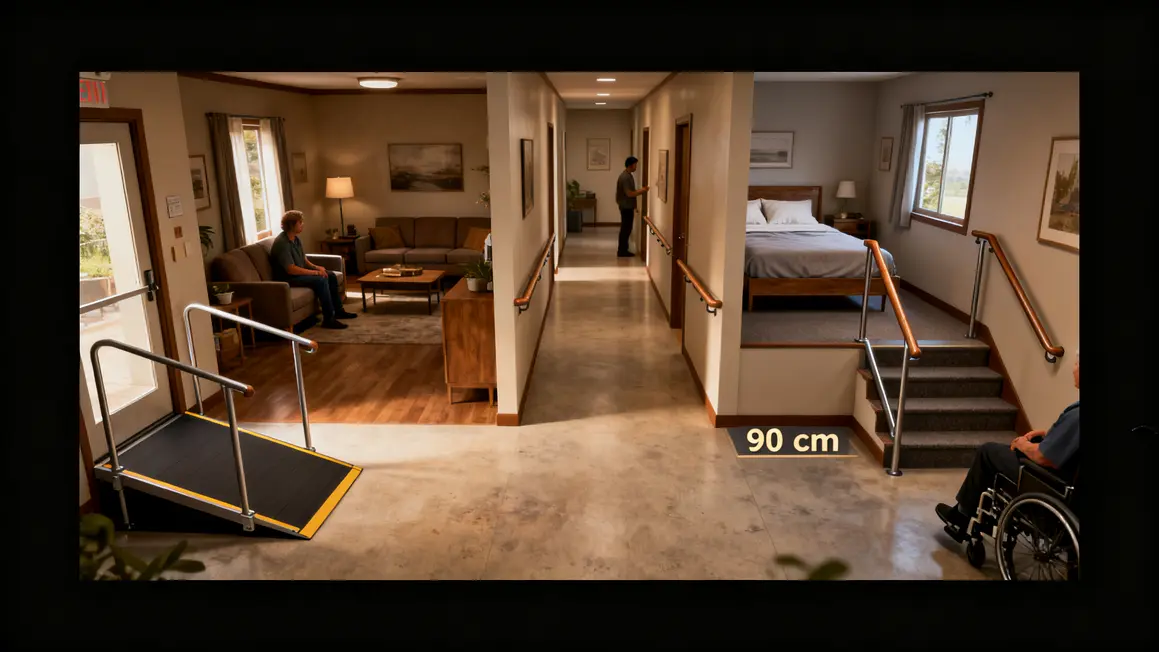 Plan pieces logement adaptation acces securise