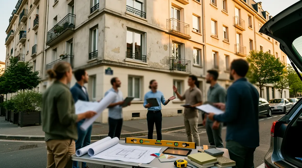 Scene renovation en copropriete avec coproprietaires