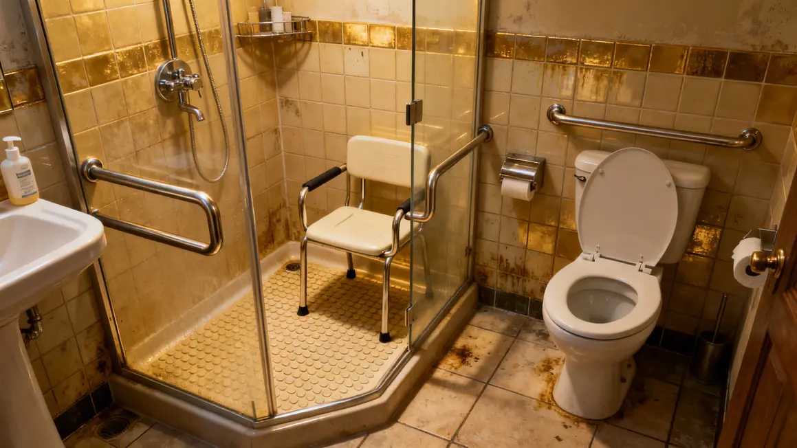 Douche plain-pied barres appui sol antiderapant