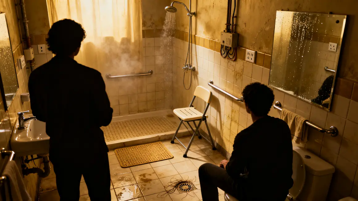 Salle de bain adaptée accessible antidérapant barre d’appui