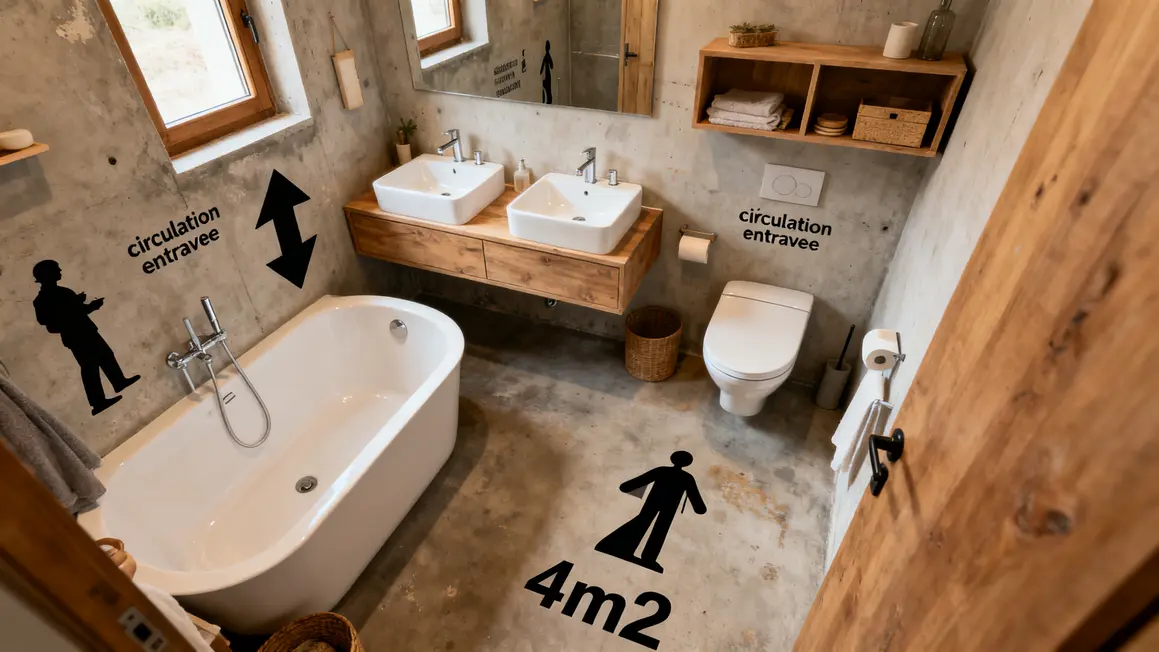 Salle de bains adaptée trop d'équipements circulation entravée