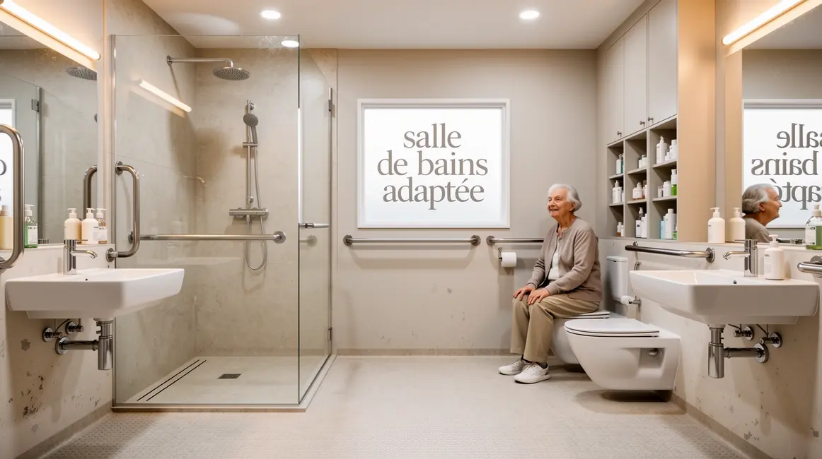 Salle de bains adaptée, douche italienne, accessibilité, sécurité personnes âgées