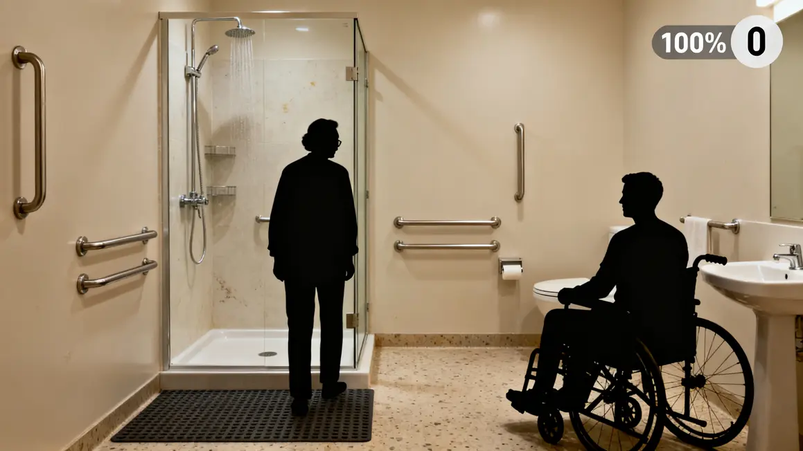 salle de bains adaptée plain-pied barres appui sécurité seniors PMR
