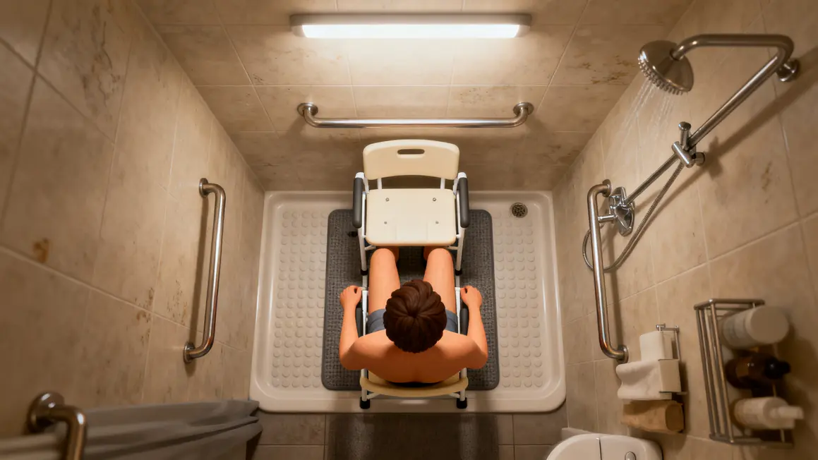 Salle de bains adaptée fonctionnelle avec équipements PMR