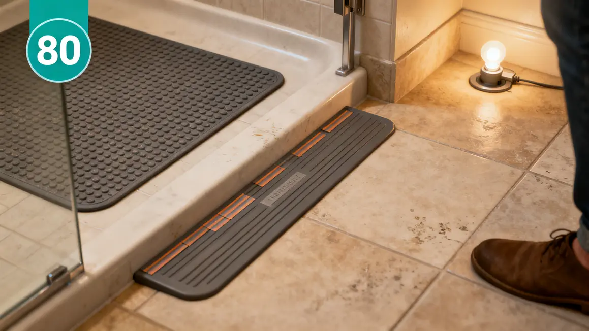 sol antidérapant et rampe pour salle de bains sécurisée