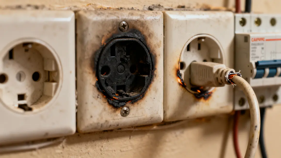 prise noire cable abime signes d'alerte electrique