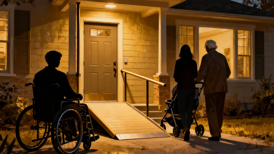 travaux accessibilite entree rampe porte elargie barre poussette fauteuil