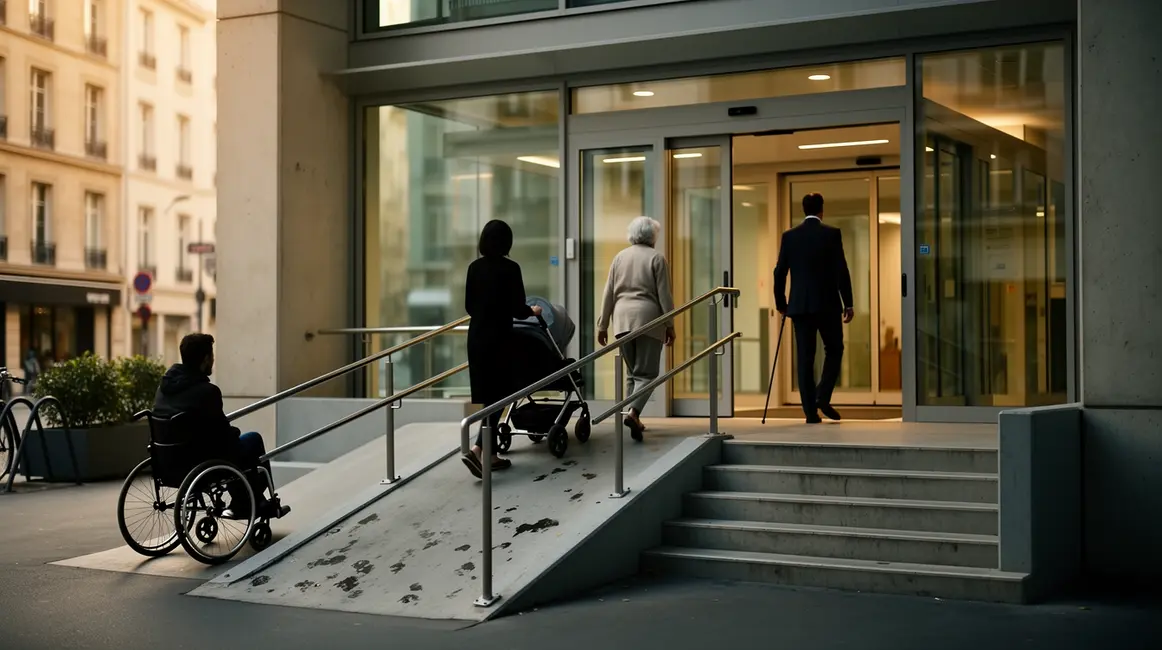 travaux accessibilite rampe immeuble usagers divers