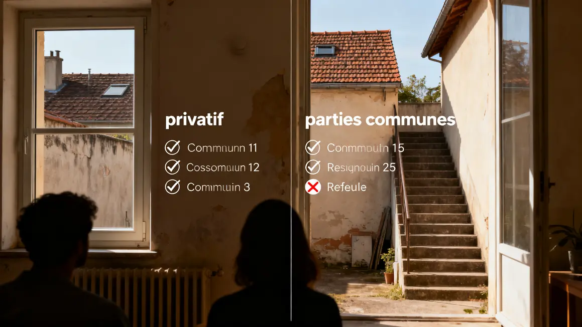 travaux copropriete tableau privatif parties communes