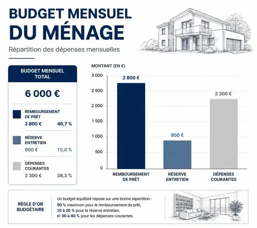 Graphique de répartition budgétaire pour un projet d'aide achat immobilier