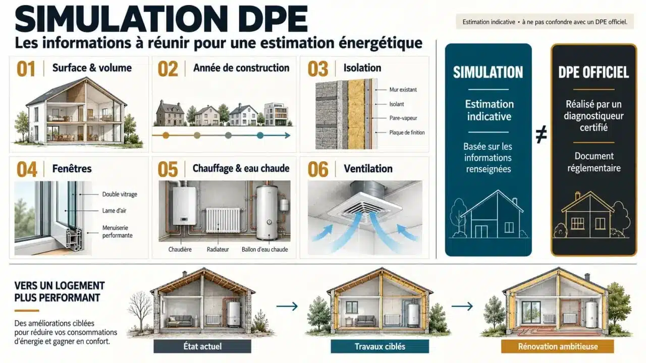 Infographie sur les données et les limites d’une simulation DPE
