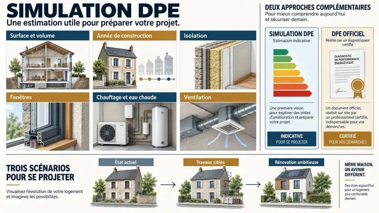 Infographie sur les données et les limites d’une simulation DPE