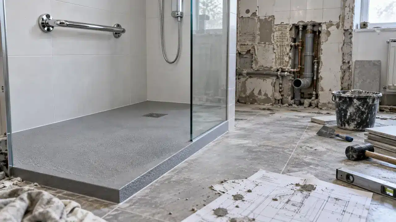 Transformer baignoire en douche : receveur antidérapant et évacuation 40 mm