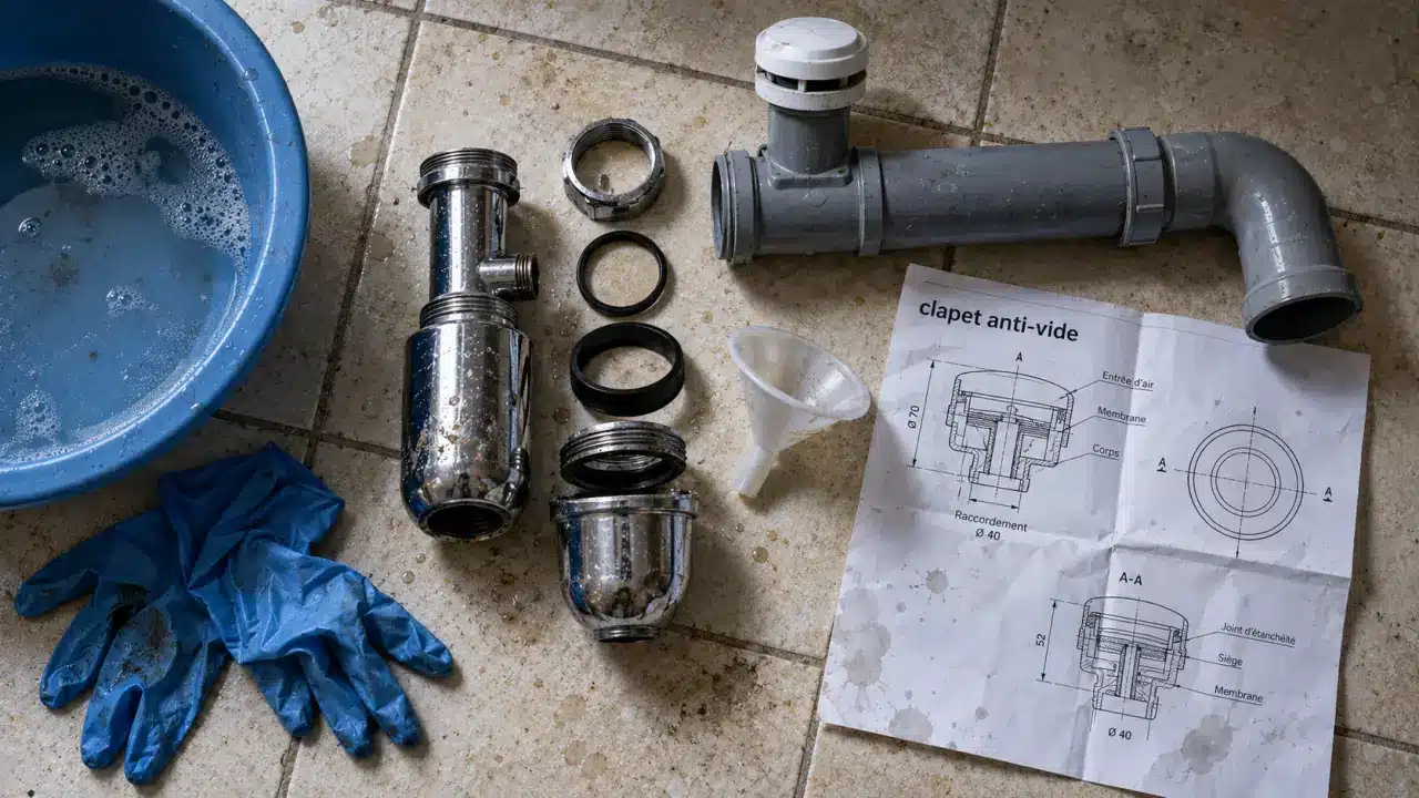 Anti glouglou canalisation : clapet anti-vide sur évacuation